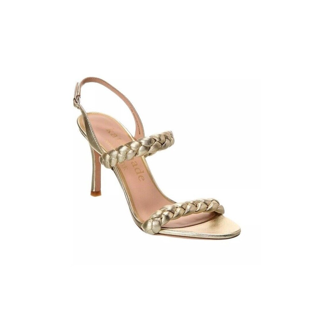 Kate Spade Saffron Leather Slingback Sandal Gold Size 7.5 Shoes $248